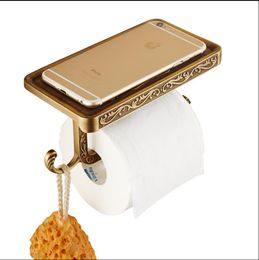 Vidric Chrome/Antique/Rose Gold/Gold Brass Carved Bathroom toilet Paper Holder Wall Mount Roll Tissue Rack paper Roll holder wit