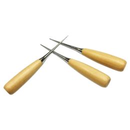 Leather Sewing Kit Durable Awl Tools DIY Leather Sewing Awl Needle With Wood Handle Leather Canvas Tent Shoes Repairing Tool
