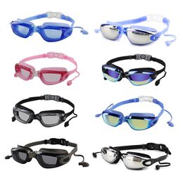 Mosodo Swimming Goggles with Earplug Anti-fog Adjustable Swim Glasses Men Women Adult Silicone Eyewear Optical Diving Glasses