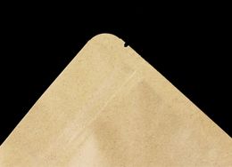 50PCS Flat Kraft Paper Foil Inside Zip Lock Bag Resealable Snack Coffee Sugar Powder Beans Salt Heat Sealing Packaging Pouches