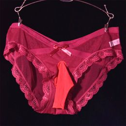 JJ Sheath Elephant Nose Mens Lace Pouch Briefs Sissy Panties Breathable Underpants Sex Love Underwear Gay Erotic Lingerie
