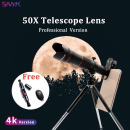 Lens SANYK 50X / 36X HD Mobile Phone Lens Telephoto Lenses Zoom lens Telescopes Monocular Telescope Lens With Selfie Tripod Smarphone