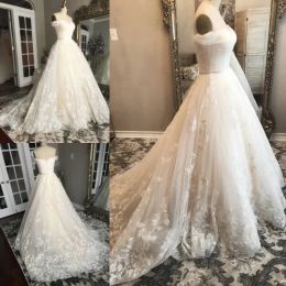 Real Images Off The Shoulder Beach Wedding Dress Appliques Lace Bridal Gowns For Fat Ladies