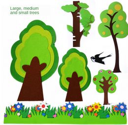 T-N Non-woven Felt Package Green Tree Big Patches Wall Stickers Kindergarten Large Paste Handmade DIY Classroom Home Decoration