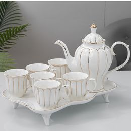 Ceramic Coffee Tea Set Nordic Phnom Penh Green White Pot Cup Tray Bar Water Ware Kettle Household Kitchen Supplies Drinkware