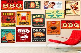 2021 vintage dads bbq meat retro plaque wall decor for pub kitchen home grill menu vintage metal signs grill time poster plaq6770014