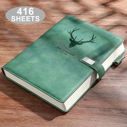 Notebooks School Leather Thick One Year Stationery Diary Notebook Office Cover 80gms Notepad Supplies Super 416 Deer Pages Business