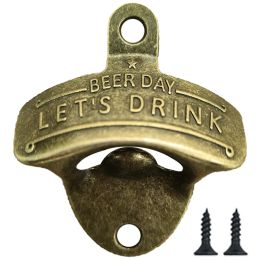 1pc Embossed Alloy Bottle Opener Wall Mounted Vintage Retro Hanging Beer Opener DIY Tools for BBQ Pub Bar Kitchen Accessories