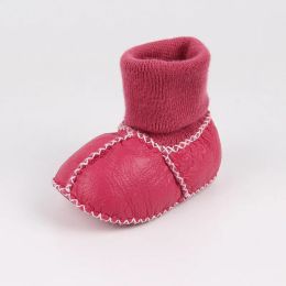 Boots Colourful Genuine Leather Fur Slip On Baby Worm Snow Boots Soft Infant Winter Booties Handmade Baby Moccasins Newborn Foot Socks