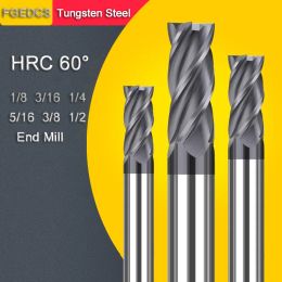 4 Flute Carbide End Mill 1/8 3/16 1/4 5/16 3/8 1/2" Inch CNC Milling Cutter Metal Steel Tools 3.175 4.76 6.35 7.93 9.525 12.7MM