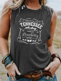 Smooth as Tennessee whishey sweet as strawberry wine Tank top trendy tank Funny sayings Sleevele Tee Women casual aesthetic tops