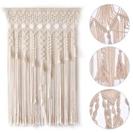 Bohemian Macrame Curtain Tapestry Wall Hanging Macrame Woven Door Curtain Divider Hanging Dream Catcher for Bedroom Living Room
