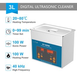 GTSONIC Ultrasonic Cleaner 3L 100W with Digital Display Heating Basket Ultrasonic Bath VGT-1730QTD