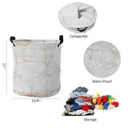 Marble Dirty Laundry Basket Foldable Round Waterproof Home Organiser Basket Clothing Children Toy Large Capacity Storage Basket