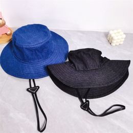 Designer Bucket Hat Men Women Cowboy Hat Luxury Sunhat Brand Fisher Hats Wide Brim Hats Unisex Cap Drawstring Strap Sunbonnet Sunshade Hat