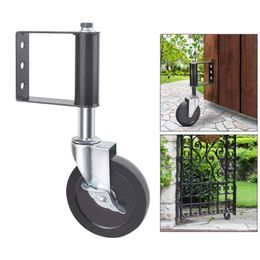 Swivel Door Gate Caster Heavy Duty Hard Rubber Gate Wheel, Black