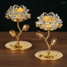 Candle Holders Scented Essential Oil Burner Decoration Lotus Votive Golden Vintage Candelabros Home Decor AB50ZT