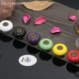 LSTABAN Punch Free Wardrobe Sticky Powerful Sucker Knob Color Round Single Hole Drawer Shoe Cabinet Furniture Door Small Handle
