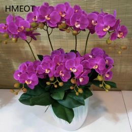 60cm 2 Branches Artificial Flower Phalaenopsis Real Touch Orchid With Leaves Fake Flower Butterfly Potted Plants Home Decoration