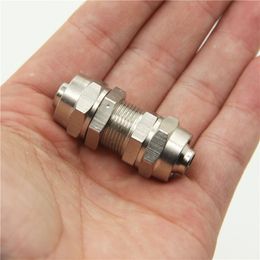 1Pcs PM4 PM6 PM8 PM10 PM12 Copper-plated Nickel Quick Screw Through Baffle Connector Pneumatic Through Plate Pipe Fittings