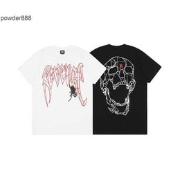 Designer Men's Short Sleeve Street Fashion Mei Gao Jie Summer Letter Print Cobweb Skull Loose Mens and Womens T-shirt