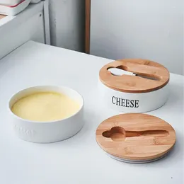 Plates Butter Dish With Lid For Countertop Mess-Free Cheese Storage Tray Container Box Round Ceramic Plate Spreader