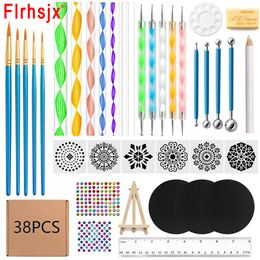 38pcs Mandala Dotting Tools Set Painting Rocks Stencil Painting Graffiti Embossing Dot Kit for Mandella Art DIY Tools