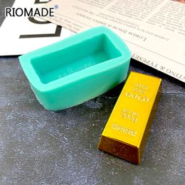 Gold Brick Shape Silicone Mould Cake Decorating Tools Chocolate Handmade Soap Candle Gold Bar Shape Fondant Mould F0964JT