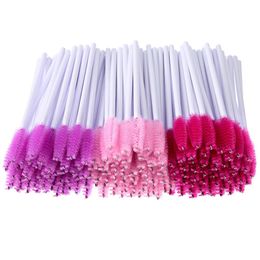 100 Pieces Disposable Mascara Wands Applicators Eyelash Eye Lash Brush Makeup Brush Kit (White Handle, Multicolor Head)