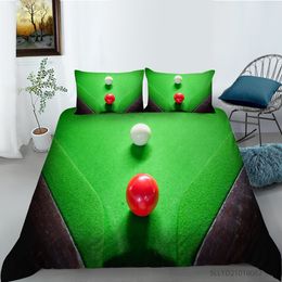 Billiards Duvet Cover King/Queen Size Snooker Ball Sport Bedding Set Retro Game Players Athletes Polyester Quilt Cover Teens Men