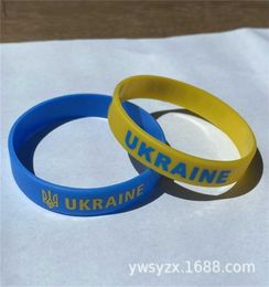 2022 Support Ukraine Wristbands Silicone Rubber Bangles Bracelets Ukrainian Flags I Stand With Ukrainian Yellow Blue Sports El5326833