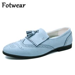 Boots Fotwear Men Dress Shoes Big Size 3848 Wedding Men Brogues Blue Black Tassel Men Dress Loafers Comfortable Office Slip on Shoes