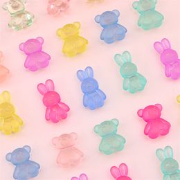 Frosted Transparent Random Mixed Cute Bear Rabbit Beads Star Heart Cat Charm for DIY Jewellery Making Craft Necklace Accessories
