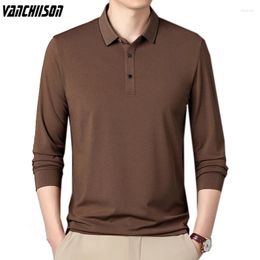 Men's T Shirts Men Shirt Tops Long Sleeve For Spring Solid Colour Male Fashion Casual Plus Size 3XL 4XL 100kg Black White Brown 00417