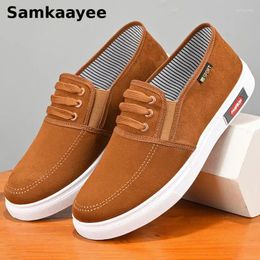 Casual Shoes 39-44 Men Canvas Spring Autumn Vulcanised Shoe Slip-On Breathable Soft Flats Solid Sneakers Non-Slip Work Footwear