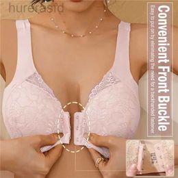 Bras Front Buckle Sexy Lace Womens Underwear Push Up Bra Comfortable Soft Seamless Invisible Backless Bralette Plus Size for Home 240410