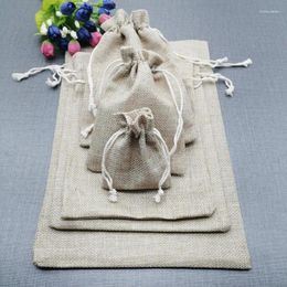 Jewelry Pouches 10pcs Cotton Bag Jute Cloth Storage Linen Sack Bags Drawstring Pouch Gift Packaging For Business Clothes