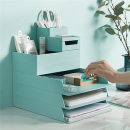 DIY Office Desktop Organizer A4 A5 Paper Drawer Storage Box Stackable File Cabinet Large Capacity Pen Holder Document Case Stand