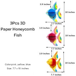 Colourful Paper Honeycomb Paper 3D Goldfish Tropical Fish Hanging Under The Sea Themed Baby Shower Party DIY Supplies Decorations