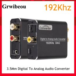 Converter Grwibeou 192KHz Digital To Analogue Audio Converter Optical Coaxial Fibre SPDIF to RCA 3.5mm Jack Audio Adapter for TVBox/DVD/HDTV