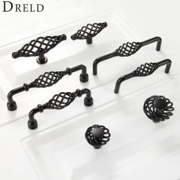 DRELD Black Furniture Handles pomos y tiradore Cabinet Knobs and Handle Kitchen Door Knobs Dresser Cupboard Wardrobe Pull Handle