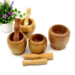 Wooden Garlic Ginger Spice Mixing Grinding Bowl Kitchen Tool Mortar and Pestle Kitchenware