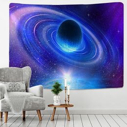 Galaxy Sky Blue Planet Satellite Wall Tapestry Hippie Retro Home Decor Yoga Beach Mat Wonderful Universe