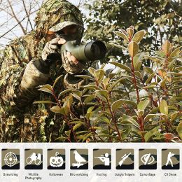 Tactical Gear 3D Leaves Camouflage Woodland Poncho Cloak Ghillie Suits Outdoor Clothing for Hunting Shooting Wildlife Bird Watch