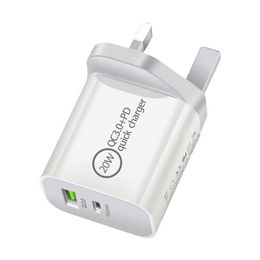 2024 Seyahat Adaptör Duvar Şarj Cihazı 20W PD 3.0 USB C - C - IPhone için Hızlı Güç Fişi Adaptör Kablosu Samsung Huawei Xiaomi US AB Fiş Beyaz Renk 100 PCS/Kutu