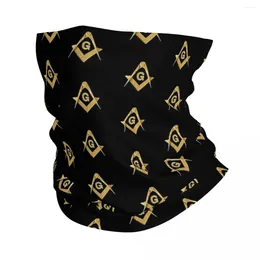 Scarves Freemason Pattern Gold Black Square Compass Masonic Bandana Neck Gaiter Printed Balaclavas Face Scarf Warm Cycling Fishing