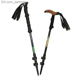 Trekking Poles Outdoor Foldable Walking Stick Camping Portable Hiking Travel Stick Adjustable and Stretching Alpstock for Hiking TravelQ