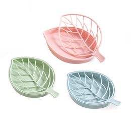 Soap Box Double Layer Leaf Shape Drain Soap Box Soap Storage Container Portable Leaf Modelling Soap Dishes Home Bathroom Supplies