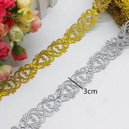 1 Yard Gold Embroidered Lace Diy Cosplay Costume Braid Appliqued Lace Ribbons 3cm-4cm Wide