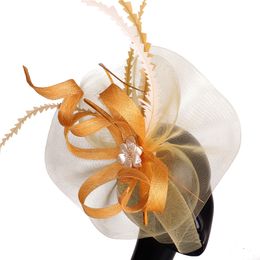 Nice Sinamay Hair Fascinator Hats Wedding Headwear Women Feather Headpiece Hair Clip Party Tea Peal Wedding Chic Fascinators Hat